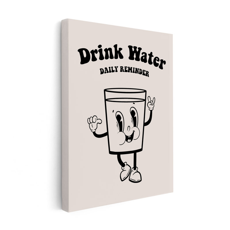 Drink Water No1, Sans cadre, Canevas, H 18 po x l 24 po