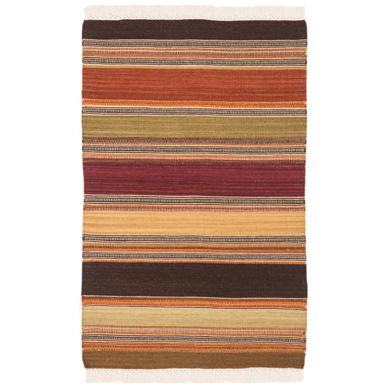 Striped Wool Hand Woven Area Rug