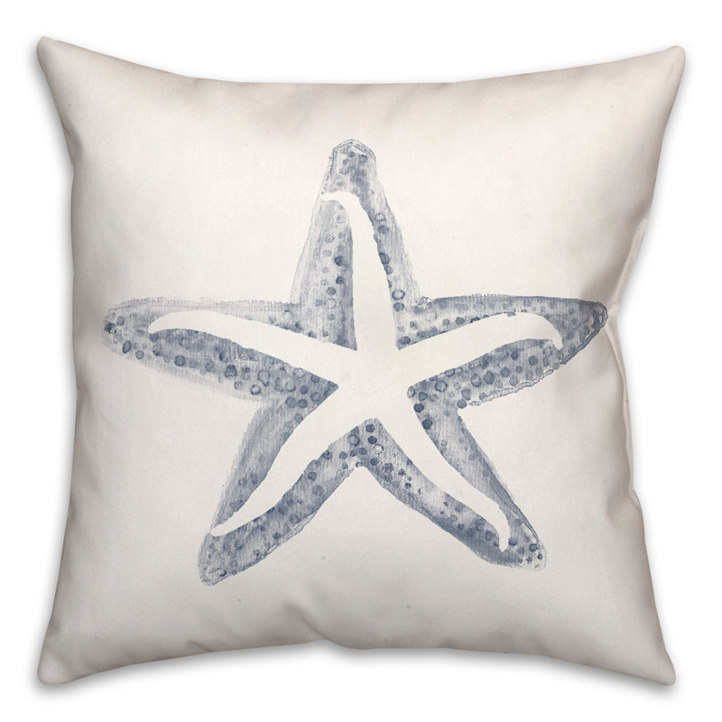 Simple Starfish Square Pillow Cover & Insert, Navy