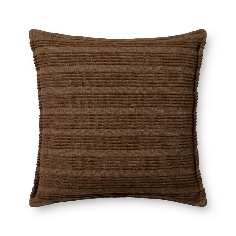 Amber Lewis x Loloi Aspyn Decorative Pillow, Pillow Cover Only - No Insert, Brown, Square 22"
