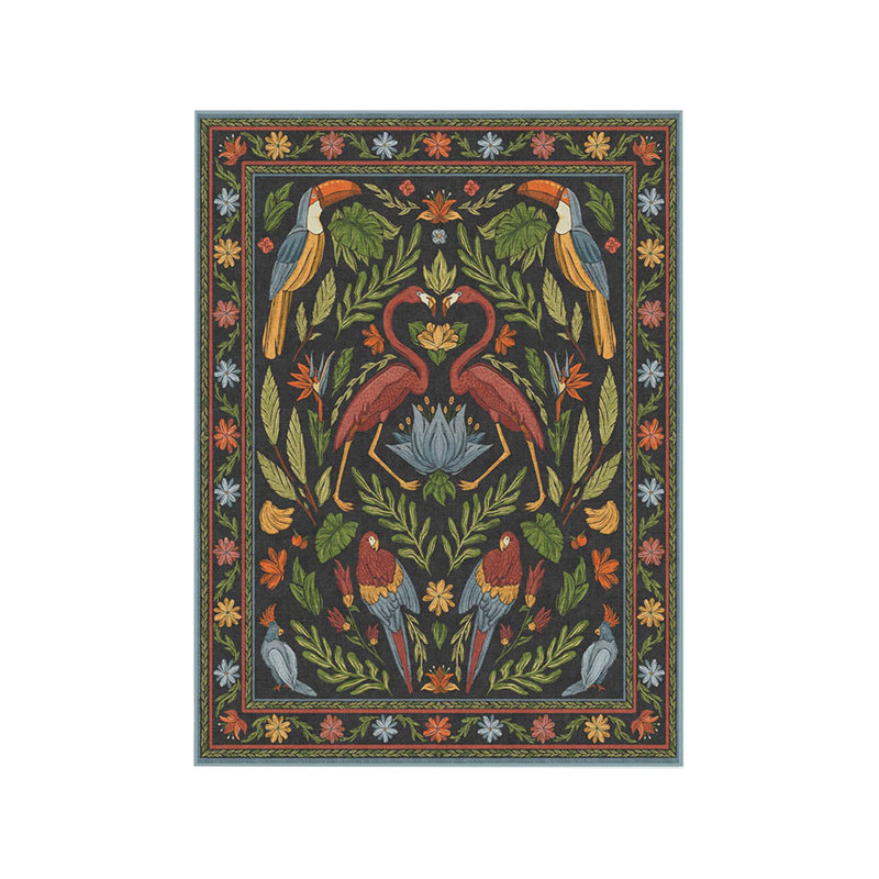 Tapis tissé à motif de perroquet Tropical, Rectangle 4 pi 7,12 po x 6 pi 6,74 po