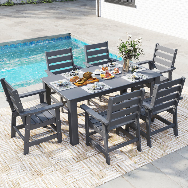 7-Piece Outdoor Dining Set All Weather, Gray