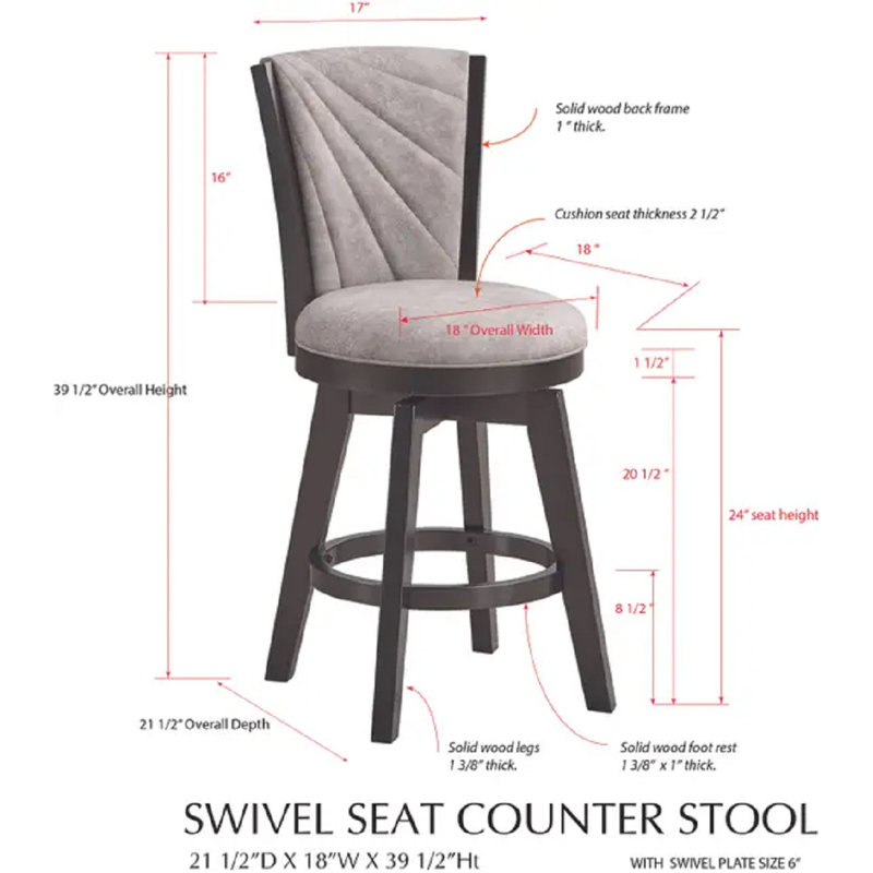 Radney 24" Upholstered Counter Hight Swivel Stools (Set of 2), Extra Tall (40” Seat Height)