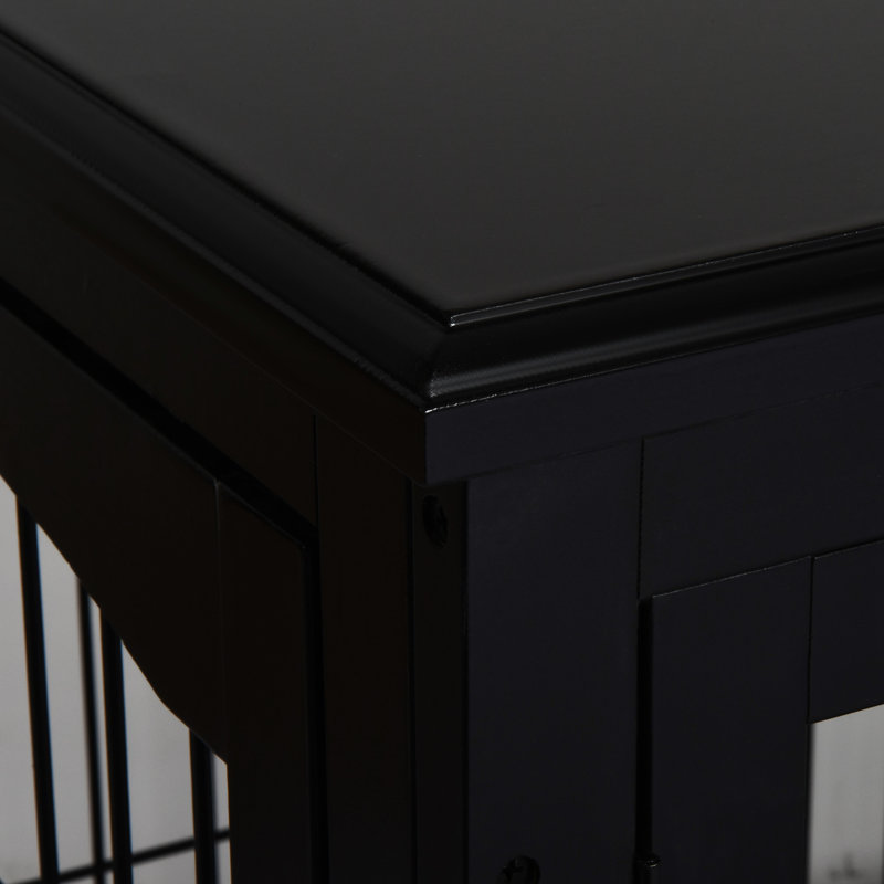 Table de bout pour petite cage pour chien, chenil verrouillable puissant, cage de chiot noir avec style