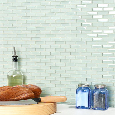 Lucid 0.5" x 2" Glass/Stone Brick Joint Mosaic Wall Tile