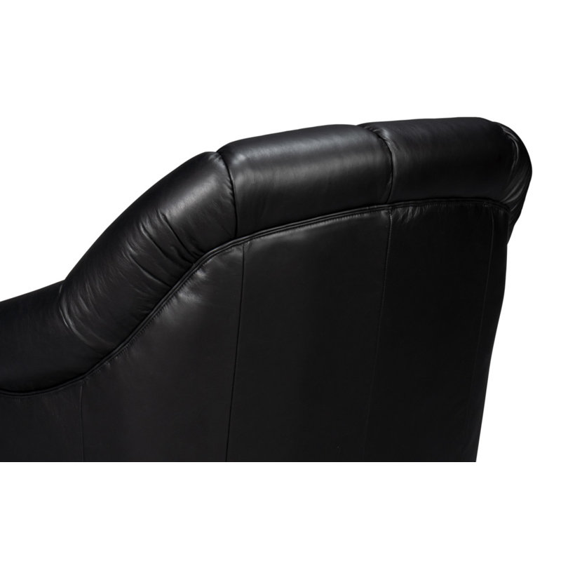 Scoth Swivel Armchair, Black Genuine Leather