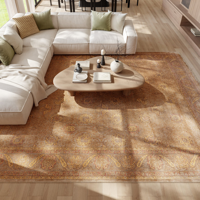 Tapis taupe Williston Forge Kammie, Rectangle 8 pi 6 po x 11 pi 6 po