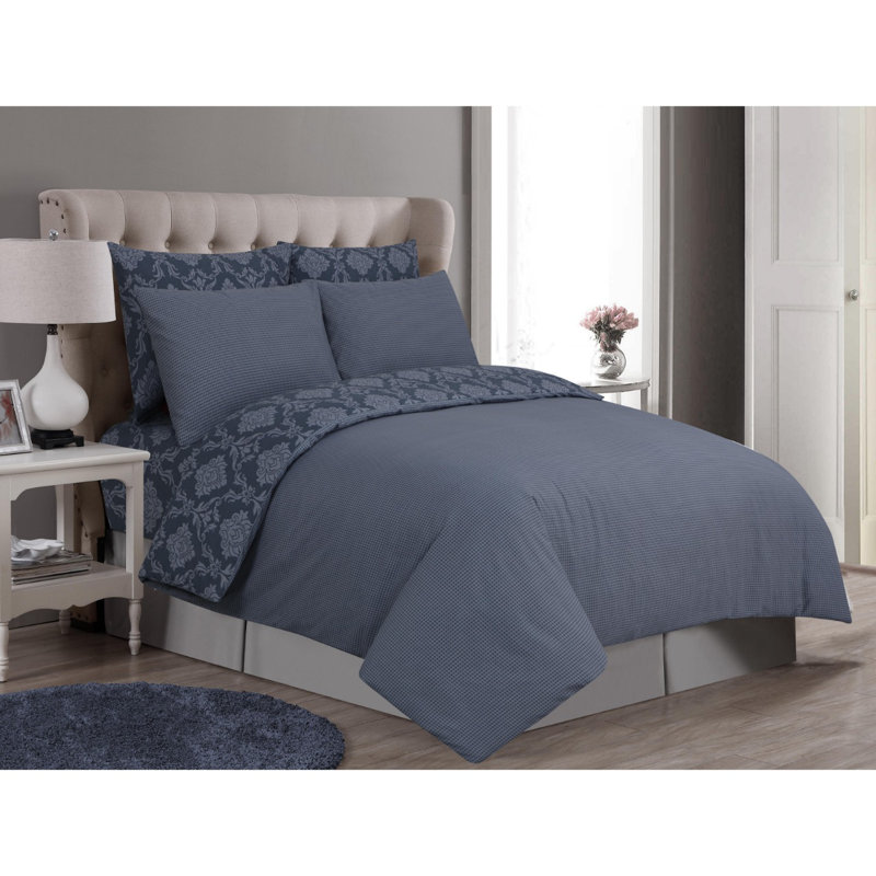 Fortenberry Satin Solid Colour Duvet Cover Set with Pillowcases, Grey, Single - 1 Standard Pillowcase