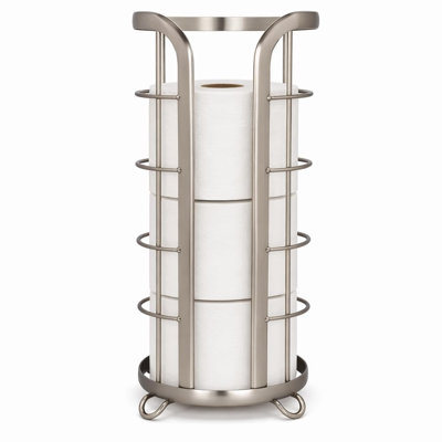 Toilet Paper Holder Stand Reserve - Free Standing Toilet Paper Stand With Storage That Holds Mega Rolls, Standing Bathroom Tissue Organizer, Bathroom Decor