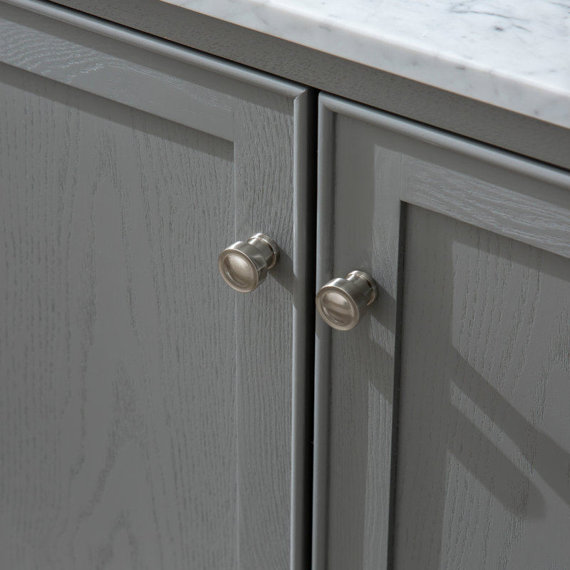 Ensemble de meuble-lavabo simple 30 po Angelissa, Gris grain / nickel brossé, Pierre artificielle blanc de Carrare