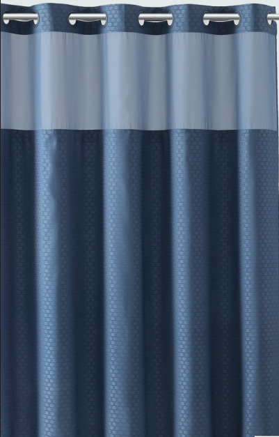 Basketweave Polyester Shower Curtain, Blue