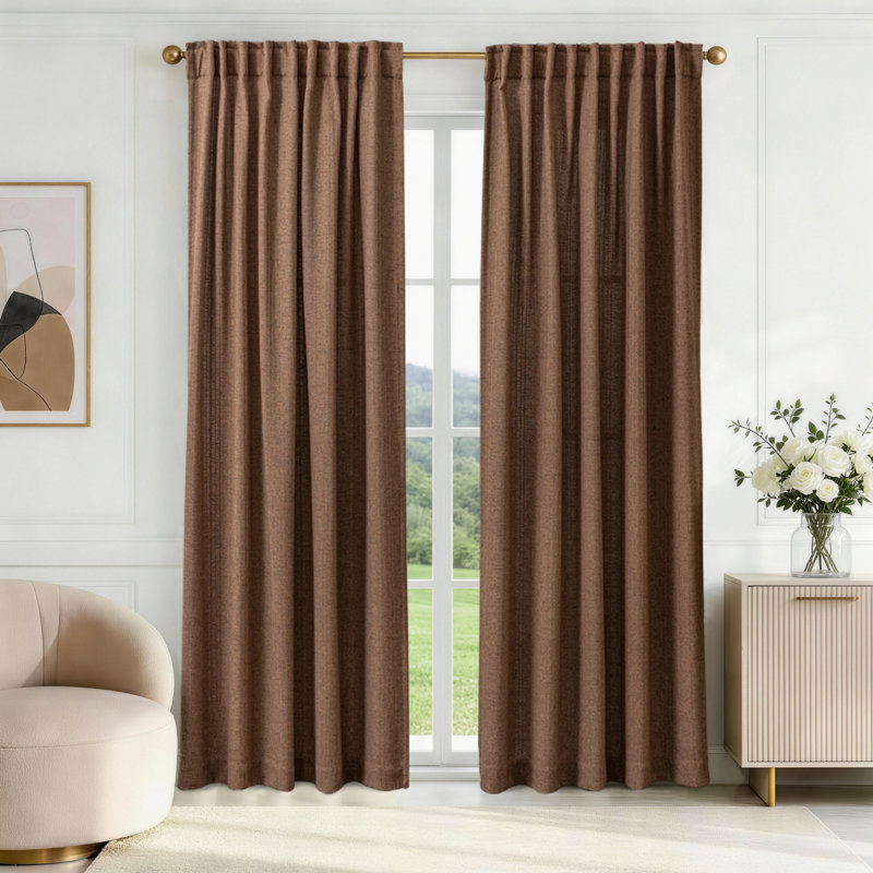 Paire de passants obscurcissant avec mélange de lin, Coffee, L 52 po x L 84 po