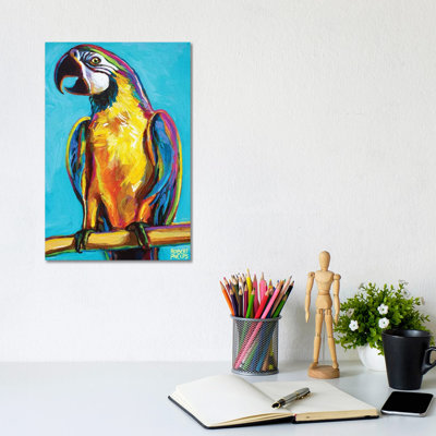 Parrot On Blue 1 Piece Wall Art on Canvas
