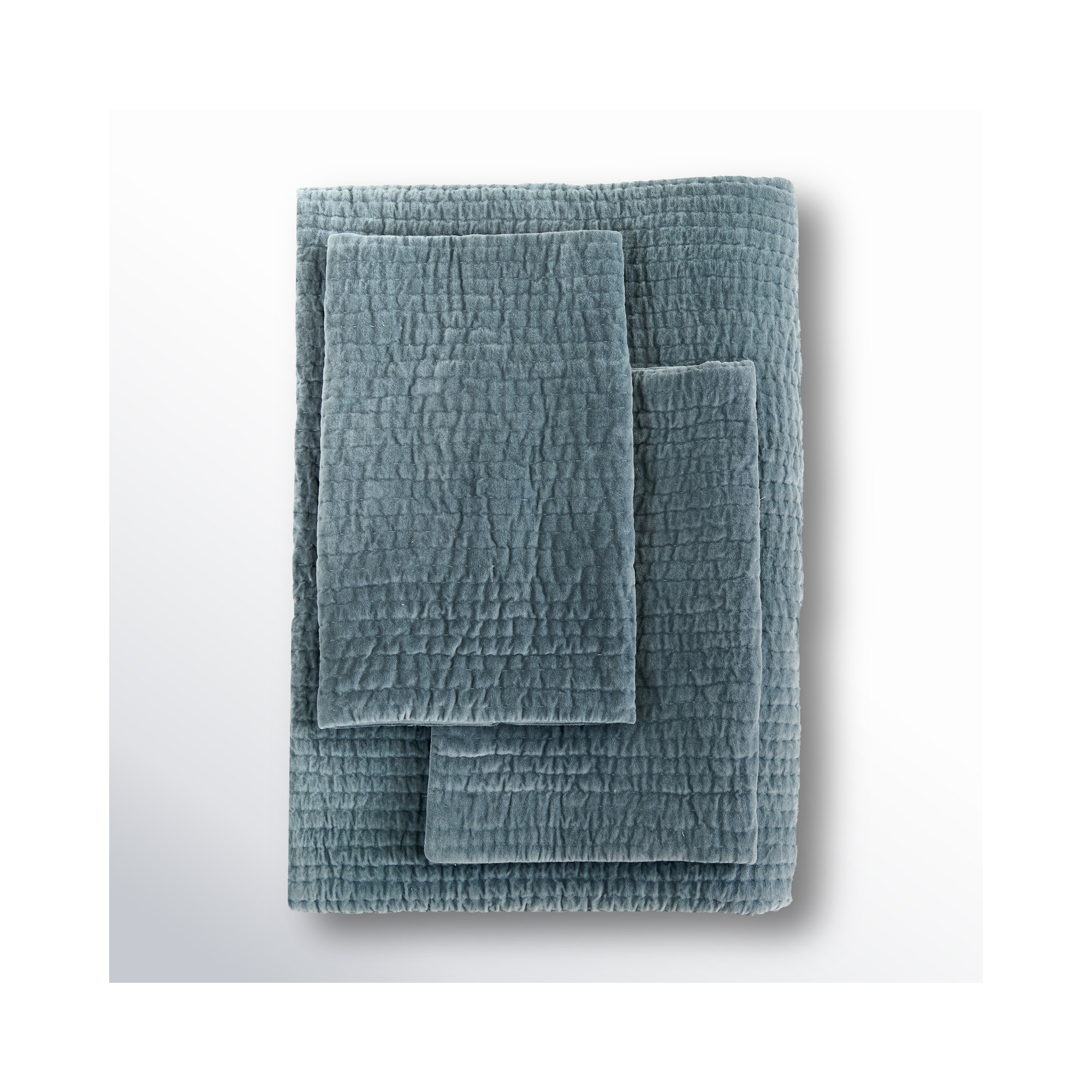 Chambord Velvet Quilt Set, King Quilt + 2 King Shams, Teal