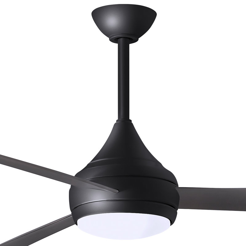 Donaire LED Outdoor Downrod Ceiling Fan, Matte Black, Brushed Bronze