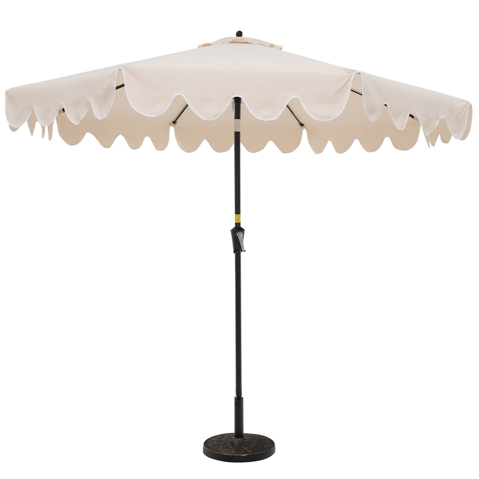 Arlmont & Co. 9 Ft Patio Umbrella 2-tier Market Table Umbrella With Sun-protective Canopy, Beige