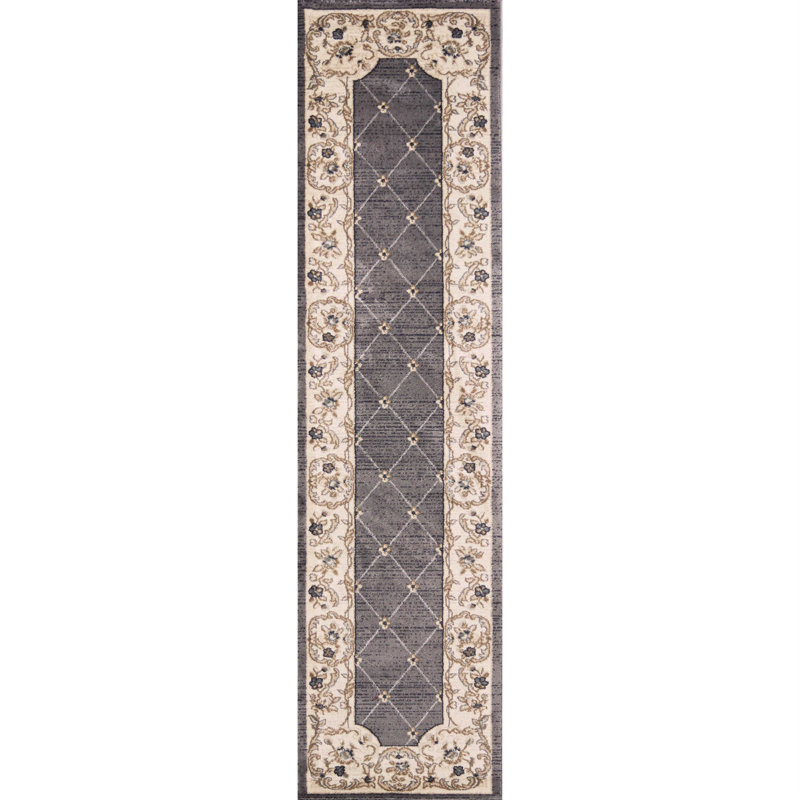 Vianney Oriental Area Rug, Gray/Ivory, Rectangle 9' x 12'