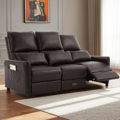 3-Seater Manual Reclining Sofa With Flip Console, Cup Holders, USB & Type-C Charging, Hidden Drawer & Side Pockets
