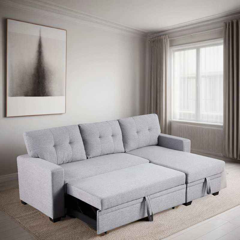 Canapé-lit et chaise longue réversible de 83 po Warrendale, Lin gris pâle