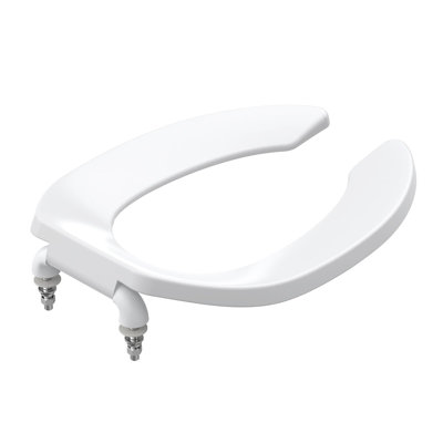 Siège de toilette allongé de 19 pouces, matériau PP sécuritaire, fermeture silencieuse, installation facile avec la quincaillerie incluse, ajustement universel pour les toilettes standard blanc