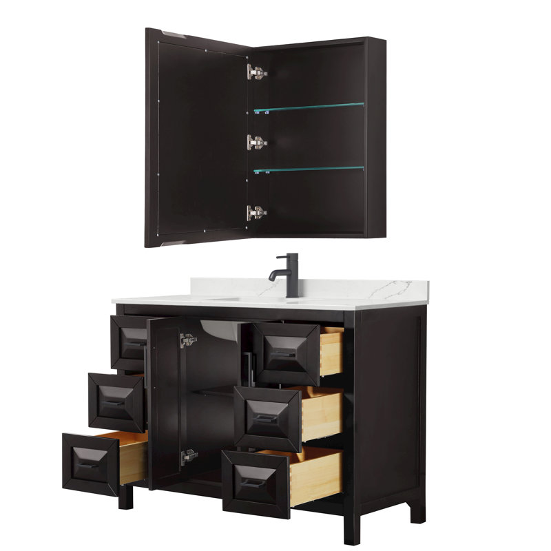 Daria 48'' W Vanity, Matte Black, Brown, White Quartz