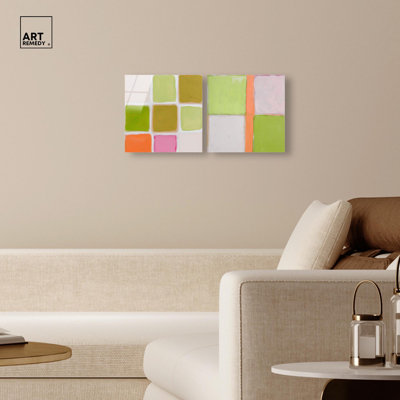 Pastel Boho Minimalist Harmony Acrylic Print Colorful Wall Decor Set by Art Remedy, Ready to Hang, 20 x 20