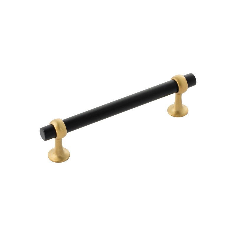 Ostia Collection Pull, Matte Black/Brushed Golden Brass, 5 6/50"