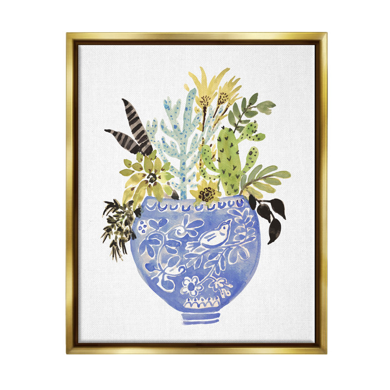 «Whimsical Botanicals Ornate Planter Floater», art mural sur toile par Karen Fields, H 21 po x l 17 po x P 1,7 po