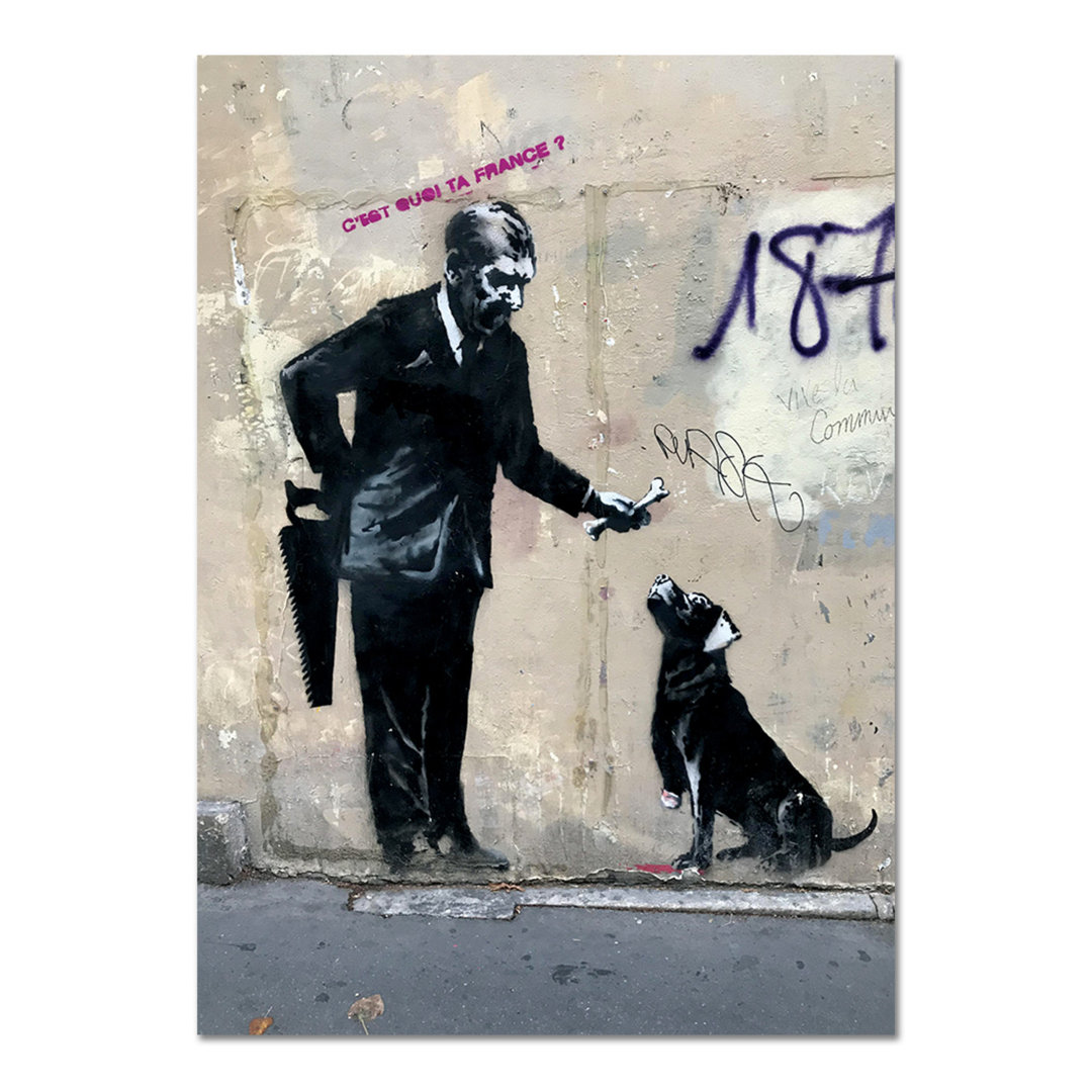 Grafikdruck Mann vom Knochen zum Hund von Banksy