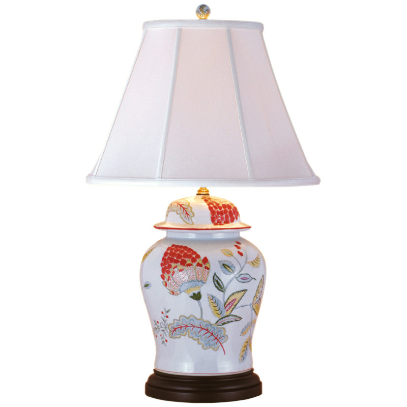 Porcelain Lotus Floral Temple Jar 26" Table Lamp