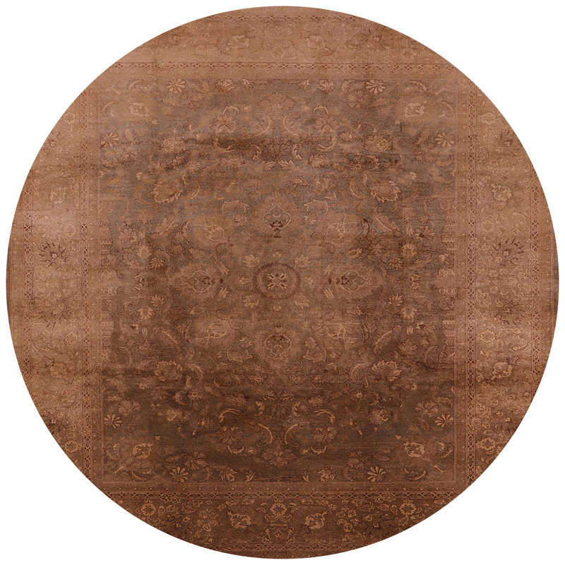 Tapis brun à motif oriental, Rond 6 pi