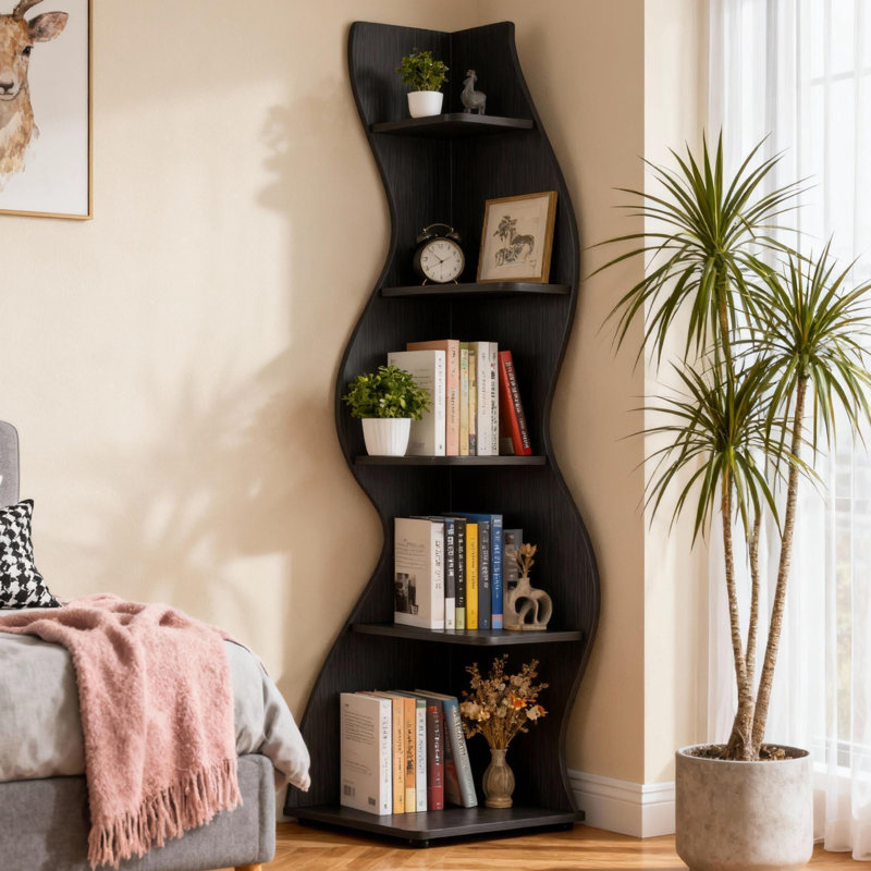 69.8" 5-Tier Corner Bookcase