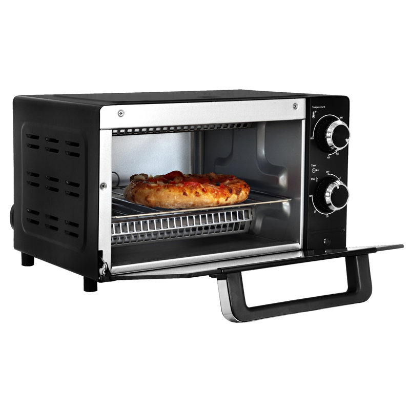 Compact Black Stainless Steel 4-Slice Convection Toaster Oven