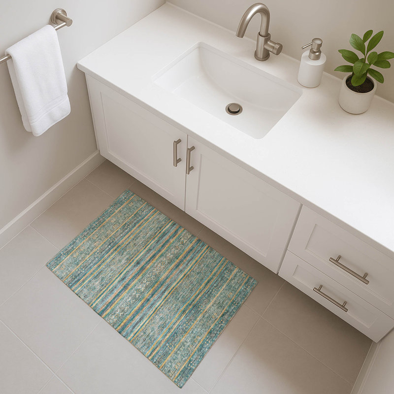 Premium Machine Washable Lampkins AMF1644 Stripes Rug, Rectangle 1'8" x 2'6"