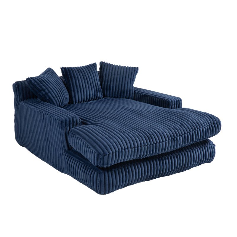 Upholstered Chaise Lounge, Navy