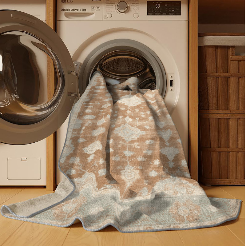 Machine Washable Overdyed Gray Area Rug, Round 5'
