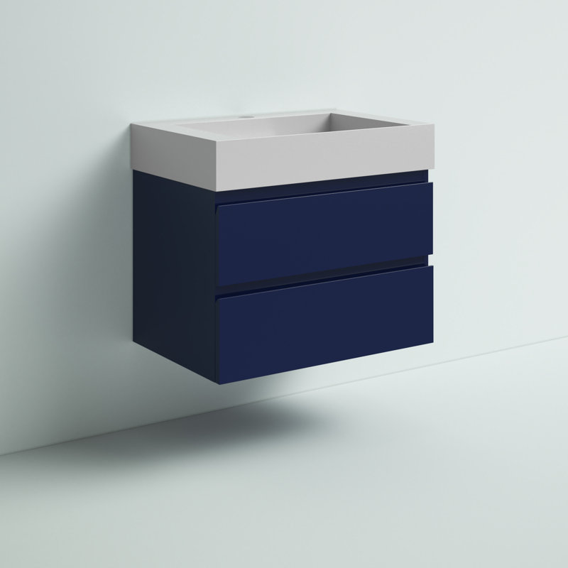 Babajide 29.5'' Single Bathroom Vanity with Acrylic Top, High Gloss Night Blue