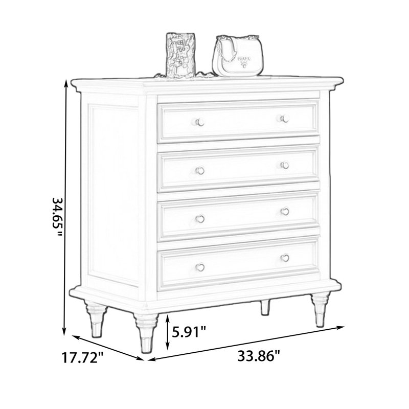 Armoire d'appoint en bois manufacturé blanc massif, H 34,65 po x l 33,86 po x P 17,72 po