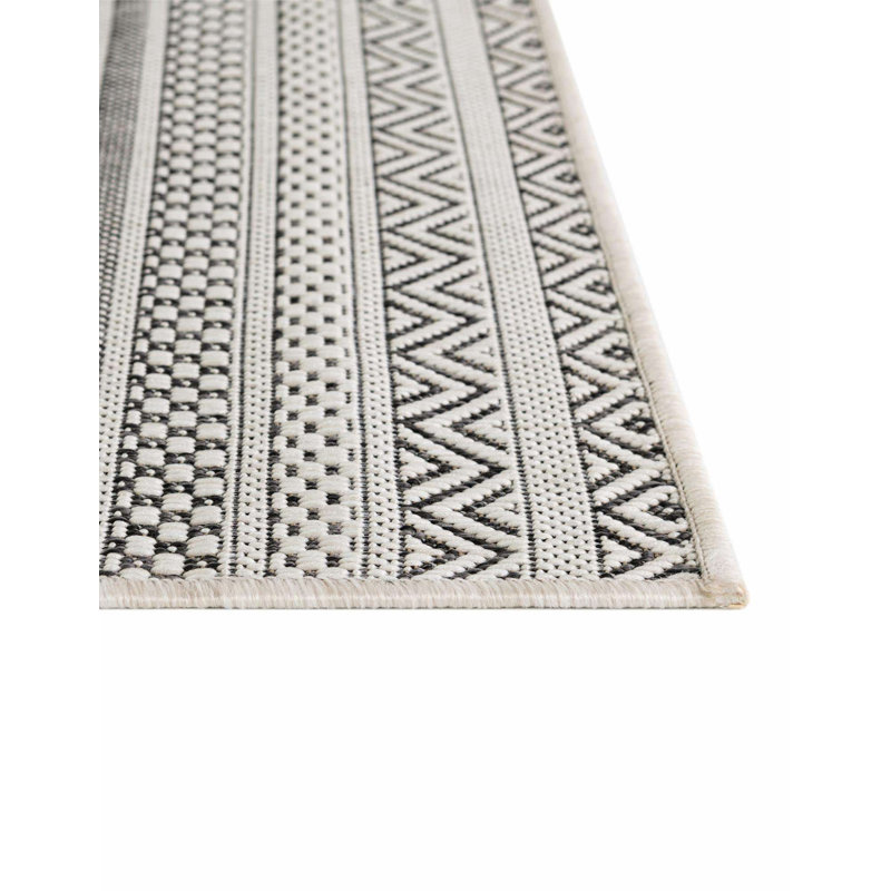 Faith-Rose Striped Indoor / Outdoor Rug, Square 5'3"