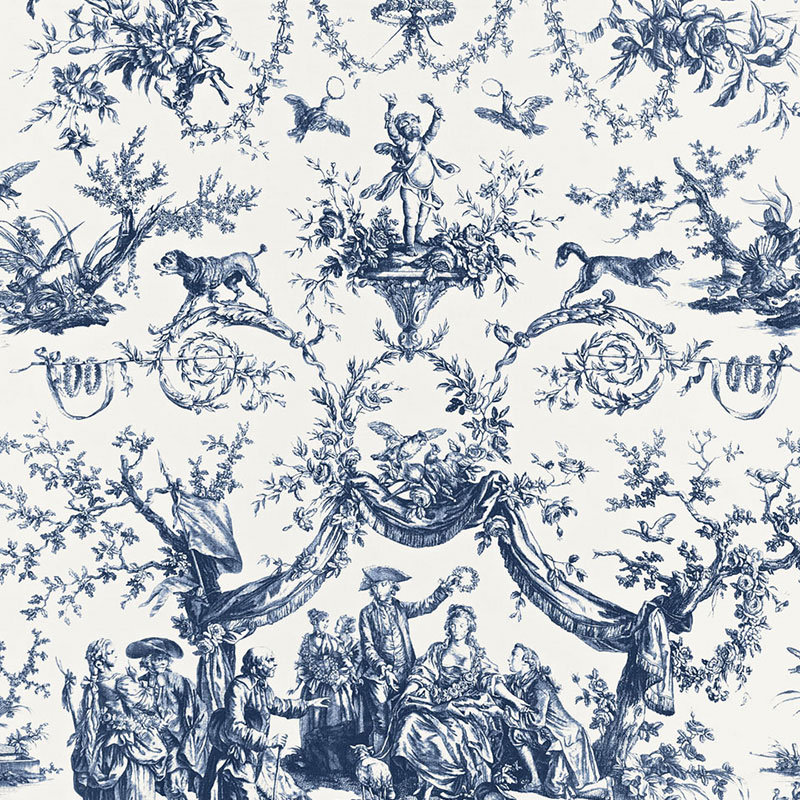 Le Couronnement De La Rosiere Fabric, Blue