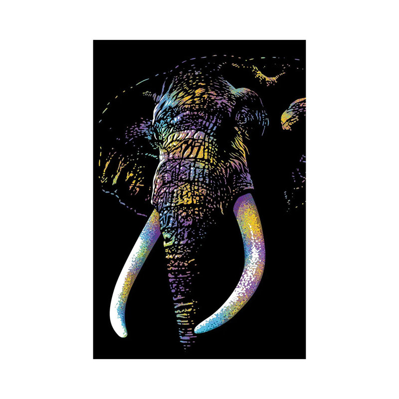 Éléphant par - Toile tendue, H 18 po x l 12 po x 1,5 po