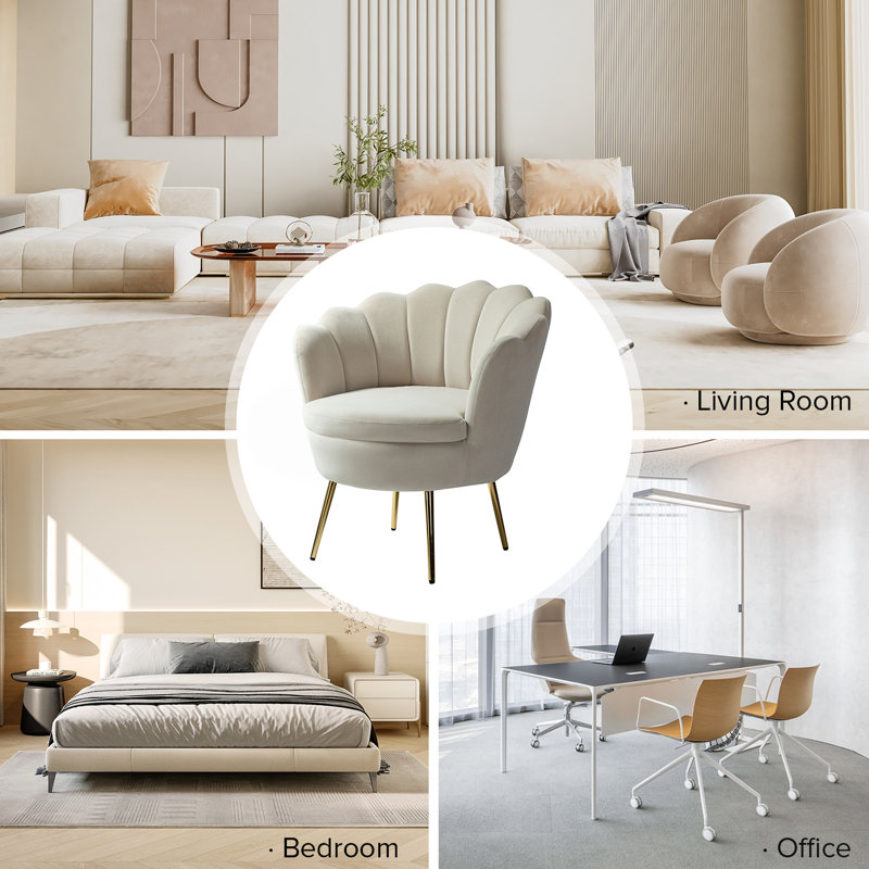 Fauteuil demi-tonneau en velours 30 po Hendrix, Tanné
