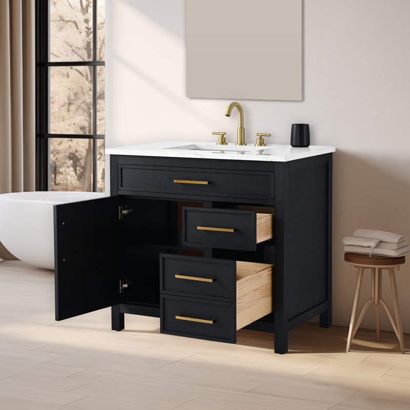 Meuble-lavabo simple 36 po Reajean, Ébène