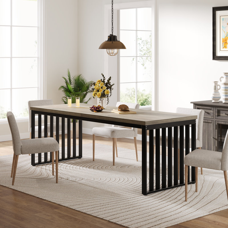 Barbay Metal Base Dining Table, Gray
