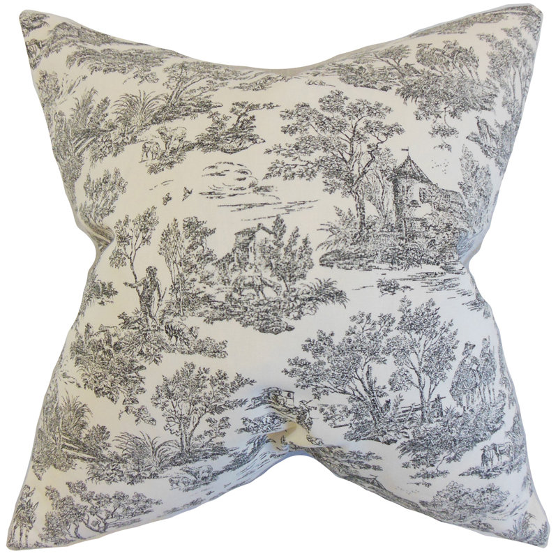 Housse et insert de coussin carré en coton, Anthracite, H 18 po x l 18 po