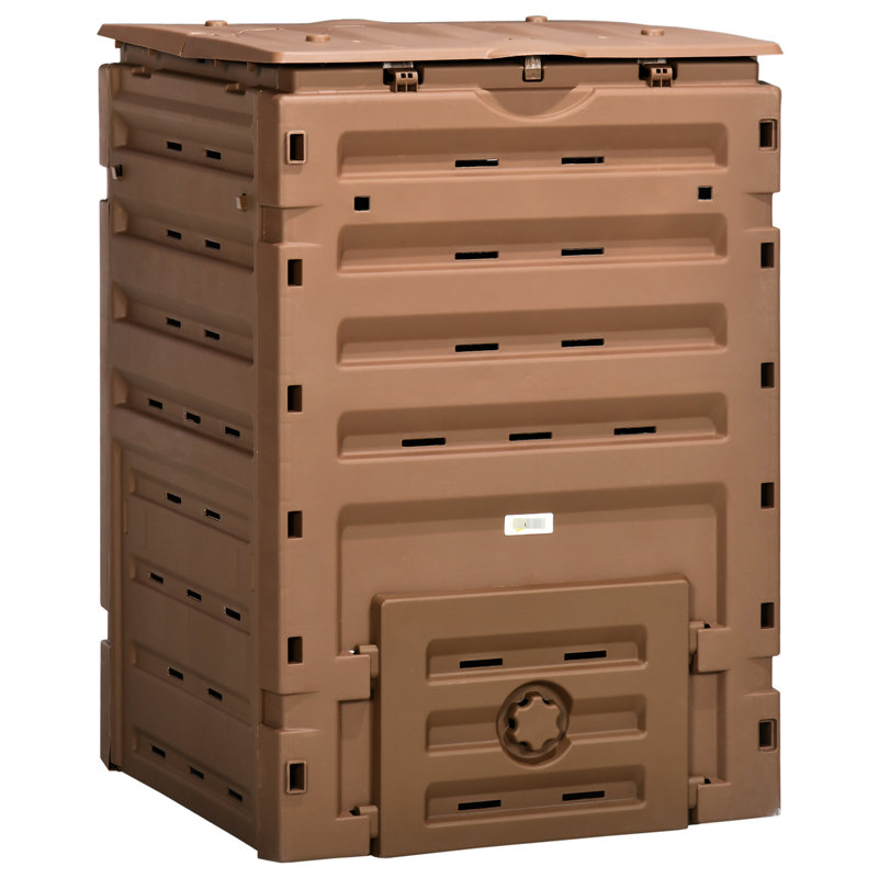 Bac à compost de 120 gallons à partir de - 80 bouches d'aération, 2 portes coulissantes, création de terre pour les plantes, contenant brun et léger, évents pour une circulation efficace, production rapide de sol de nutriments,