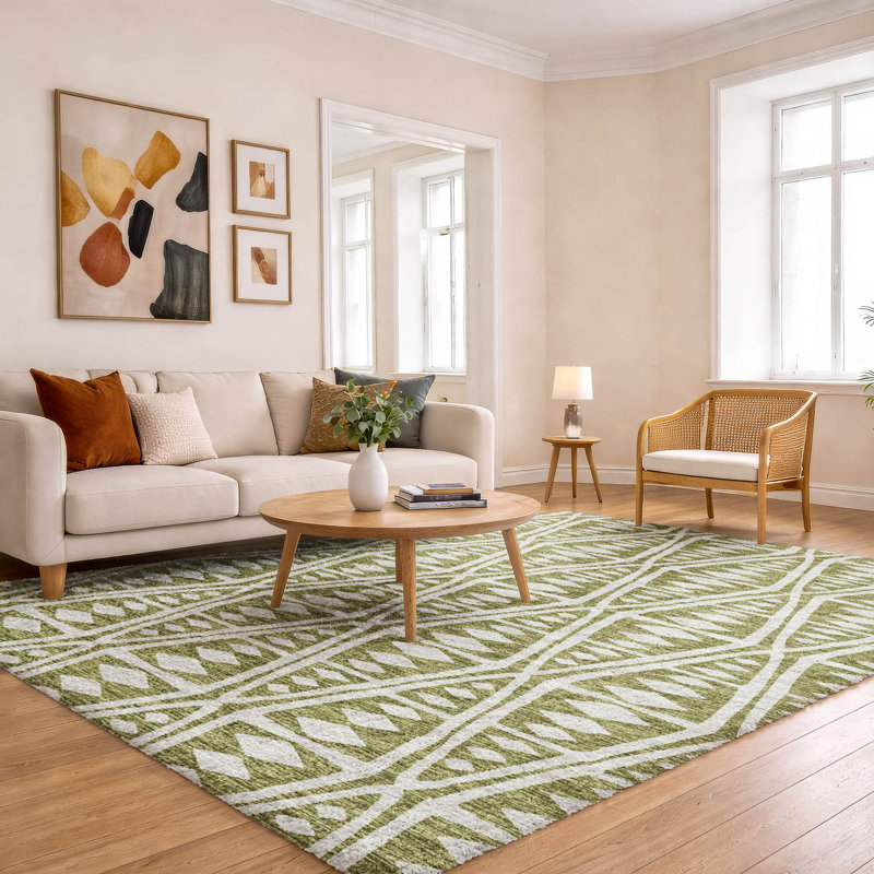 Premium Machine Washable Dream Shag ADS112 Boho Rug, 8' x 10', Olive