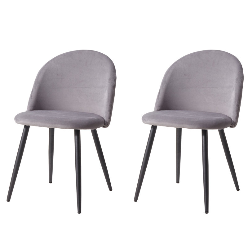 Caileigh Cotton Blend Upholstered Metal Side Chair, Grey