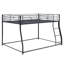 Lit double superposé au-dessus de grand lit double en métal, noir, pour enfants et chambre d'amis moderne, peu encombrant