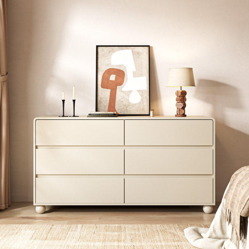 6-Drawer Dresser, 55.1"W, Beige